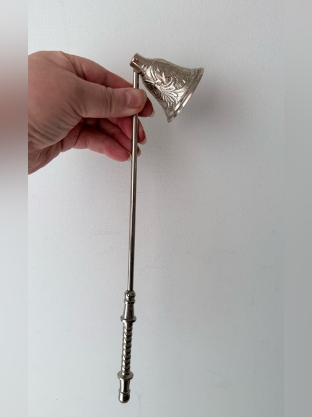 Ornate Silver Tone Candle Snuffer vintage
